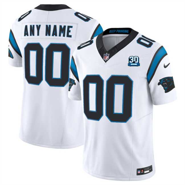 Men%27s Carolina Panthers Active Player Custom White 2024 30th Anniversary Patch F.U.S.E. Vapor Limited Stitched Football Jersey->customized nfl jersey->Custom Jersey